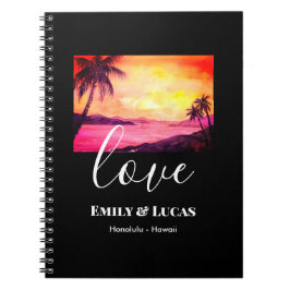 Caderno Espiral Tema de Casamento Praia Tropical Cores Solares