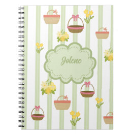 Caderno Espiral Tema de coquetes Florais e cestos
