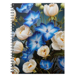 Caderno Espiral Tema de Rosas Blues e Whitening