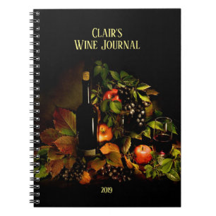 Caderno Espiral Tema do vinho LIfe/Diário de vinho personalizado