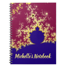 Caderno Espiral Tema Fratural Dourado Vermelho de Mandelbrot