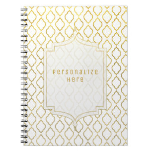 Caderno Espiral Tema Indiano Glam Marroquino Elegante Dourado e Br