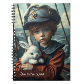 Caderno Espiral Tema náutico criança segurando seu brinquedo de co