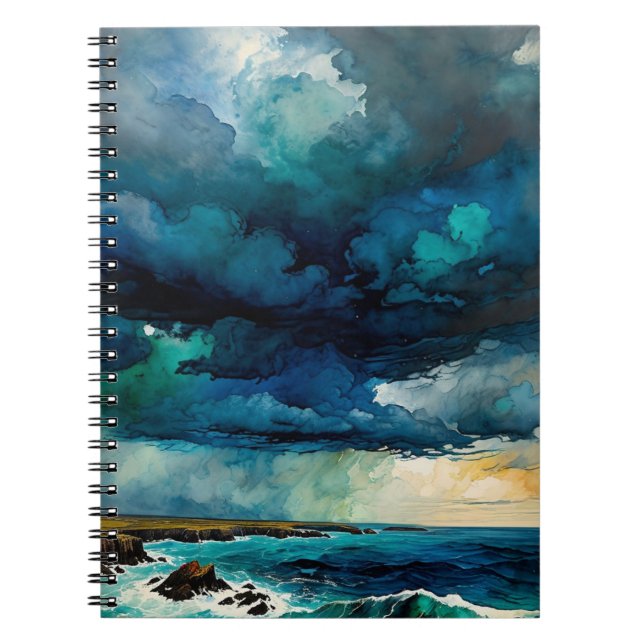 Caderno Espiral Tempestade sobre o oceano | Diário para notebook (Frente)
