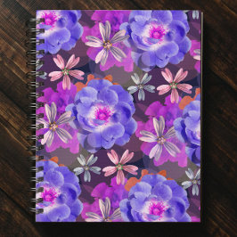 Caderno Espiral Tendência de Padrão Floral Puro e Bonito Colorida