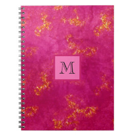 Caderno Espiral Tendência inicial do padrão feminino de monograma 