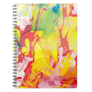 Caderno Espiral Tendência Moderna Abstrato Amarelo Vermelho Azul R