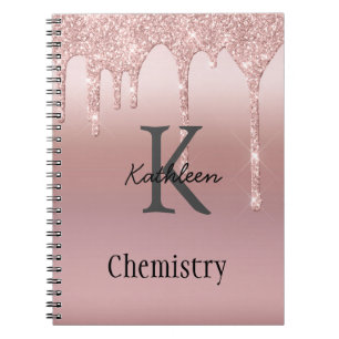 Caderno Espiral Tendência Rosa Cinzenta com Glitter Leve Dourada d