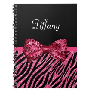 Caderno Espiral Tendência Zebra Rosa Imprima FAUX Glitz Arco Com N