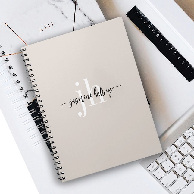 Caderno Espiral Tendências Simples Nome e Iniciais (Criador carregado)