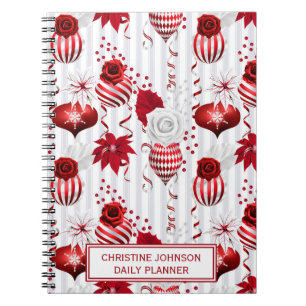 Caderno Espiral Tendy Christmas Balls and Poinsettia