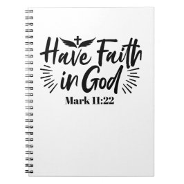 Caderno Espiral Tenha fé em Deus, marque a citação 11:22 Inspiraci