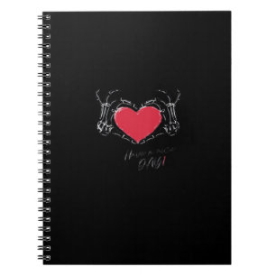 Caderno Espiral Tenha Um Bom Dia! Mãos de Esqueleto com Cardíaco C