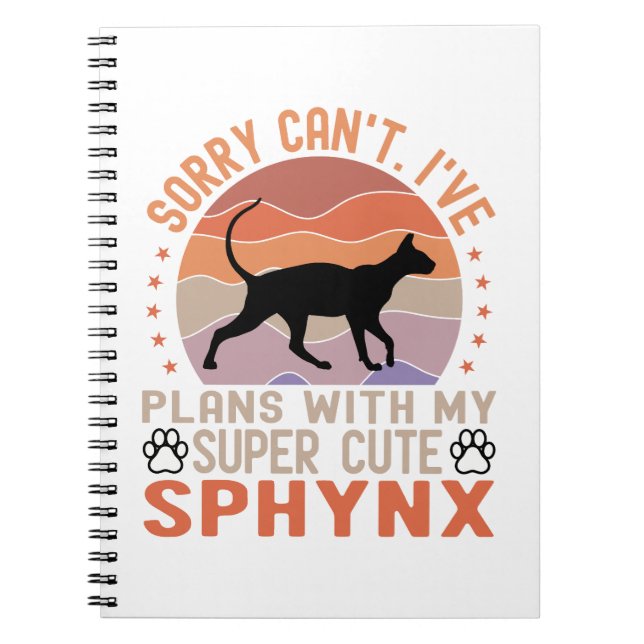 Caderno Espiral Tenho planos com meu gato Sphynx (Frente)