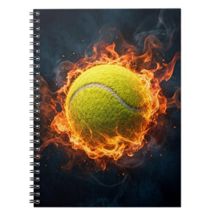 Caderno Espiral Tenis Bola na Moda em Chamas Arte Esportiva Modern