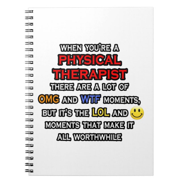 Caderno Espiral Terapista Físico Engraçado... OMG WTF LOL (Frente)