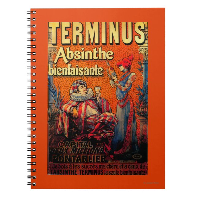 Caderno Espiral Terminus Absinthe Vintage PosterEurope (Frente)
