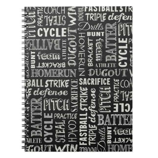 Caderno Espiral Termos De Baseball No Quadro (Frente)