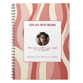 Caderno Espiral Terra Cota Personalizada e Padrão de Onda Creme
