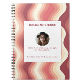 Caderno Espiral Terra Cota Personalizada e Padrão de Onda Creme 