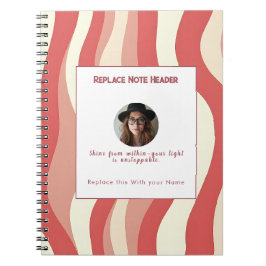 Caderno Espiral Terra Cota Personalizada e Padrão de Onda Creme 