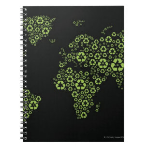Caderno Espiral Terra do planeta compor de símbolos do reciclagem