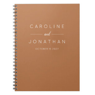 Caderno Espiral Terracotta de Casamento Personalizado Moderno Mini