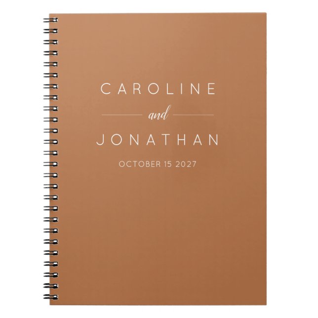 Caderno Espiral Terracotta de Casamento Personalizado Moderno Mini (Frente)