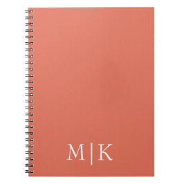 Caderno Espiral Terracotta e White | Monograma moderno