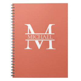 Caderno Espiral Terracotta Monograma e Nome Elegante Personalizado