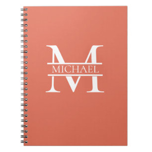 Caderno Espiral Terracotta Monograma e Nome Elegante Personalizado