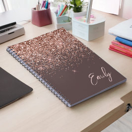 Caderno Espiral Terracotta Rosa Dourado Blush Link Monograma com L