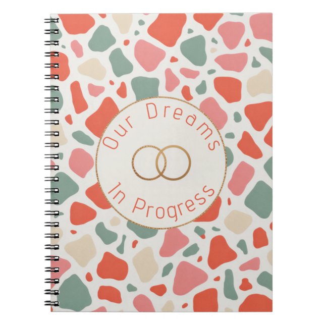 Caderno Espiral Terrazzo & Gold Wedding | Modern & Fun Celebration (Frente)