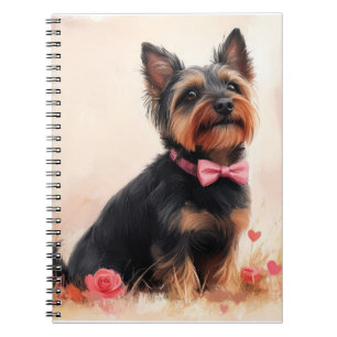 Caderno Espiral Terrier Australiano com Rosas - Dia dos Namorados