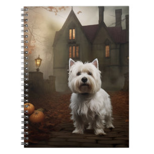 Caderno Espiral Terrier Branco do West Highland no Halloween Assus