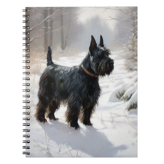 Caderno Espiral Terrier Escocês Deixe Nevar Natal (Frente)