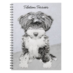 Caderno Espiral Terrier tibetano que pinta - arte original bonito