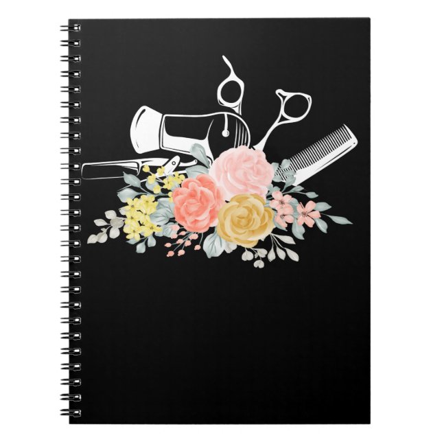Caderno Espiral Tesoura-Flor Mulheres Cabeça-De-Cabelo (Frente)
