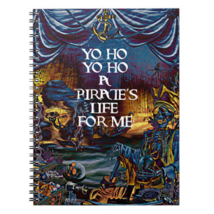 Caderno Espiral Tesouro Esqueleto Pirata Sob o Mar Arte Cômica