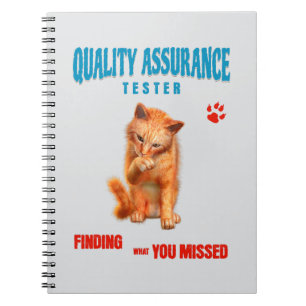 Caderno Espiral Testador de QA Humor de Gato
