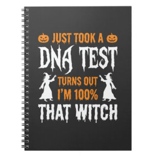 Caderno Espiral Teste de DNA de Bruxa Engraçado de Halloween Gráfi