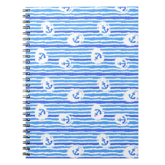 Caderno Espiral Teste padrão 1 da âncora da aguarela (Frente)