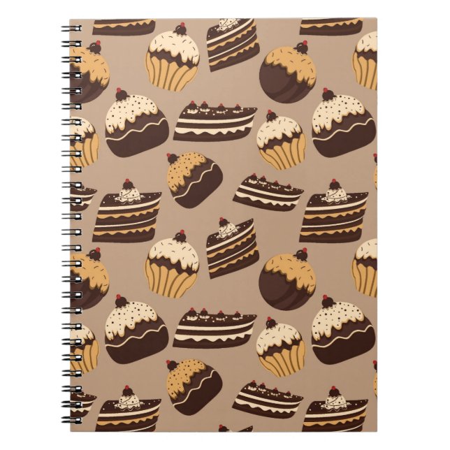 Caderno Espiral Teste padrão 3 do chocolate e das pastelarias (Frente)