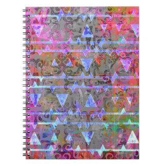 Caderno Espiral Teste padrão asteca bonito do símbolo do triângulo