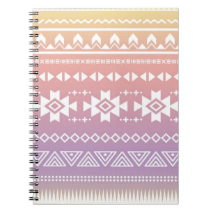 Caderno Espiral Teste padrão asteca tribal do ombre