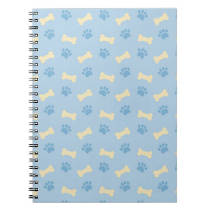 Caderno Espiral Teste padrão azul do osso do impressão da pata
