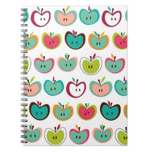 Caderno Espiral Teste padrão bonito da maçã