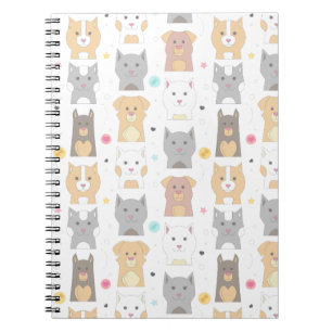 Caderno Espiral Teste padrão bonito do gato e do cão