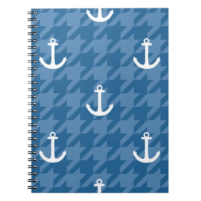 Caderno Espiral Teste padrão branco da âncora (Frente)