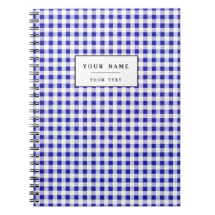 Caderno Espiral Teste padrão branco do guingão dos azuis marinho